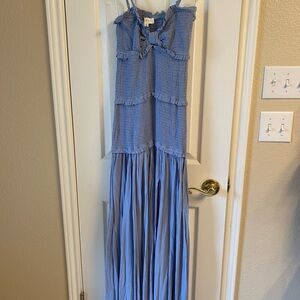 MABLE Blue Smocked Maxi Dress